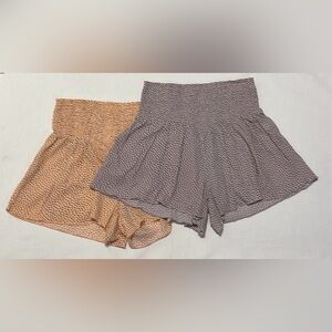 Aerie Bundle 2 Lounge Shorts Waffle Knit Smocked Waist Boho Cozy XS